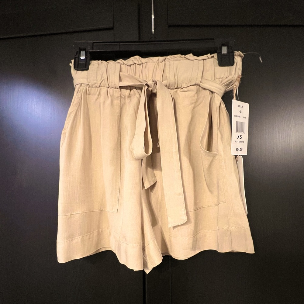Indigo Rein Beige Paperbag Tie-Waist Shorts
